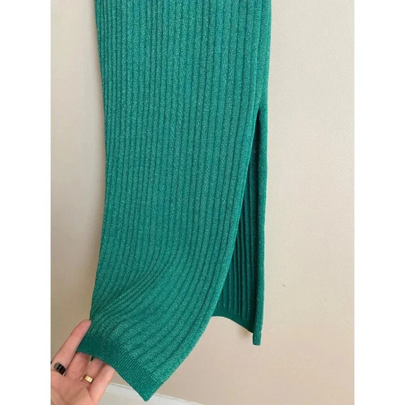 House of Harlow 1960 NWT Green Ribbed Sweater Dress Size Medium Sparkly Knit - Picture 9 of 13